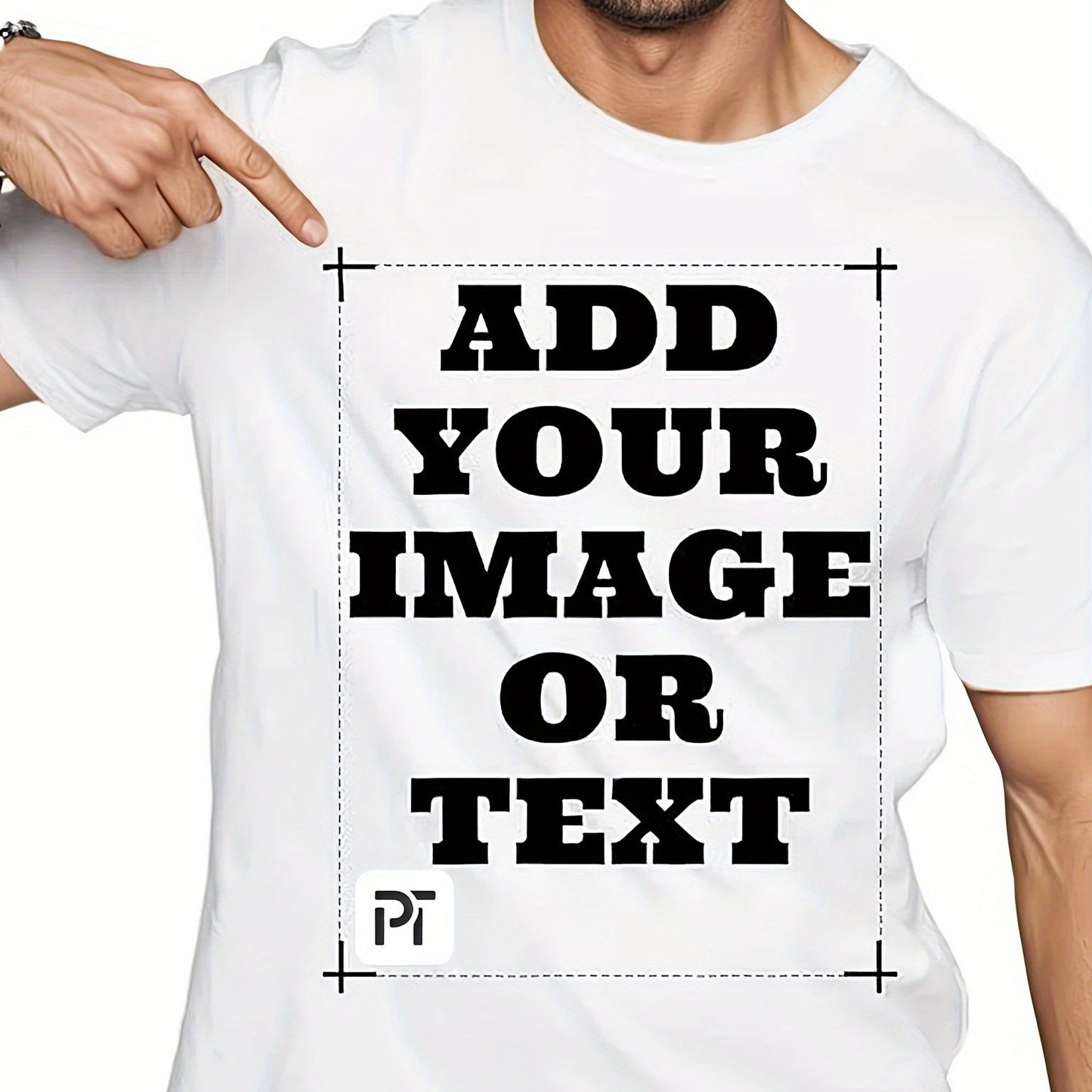 Custom Photo Text T Shirt Men's Custom Photo\u002FText T-Shirt - Dual-Sided Print, Striped Geometric Design, Durable Machine-Washable Fabric