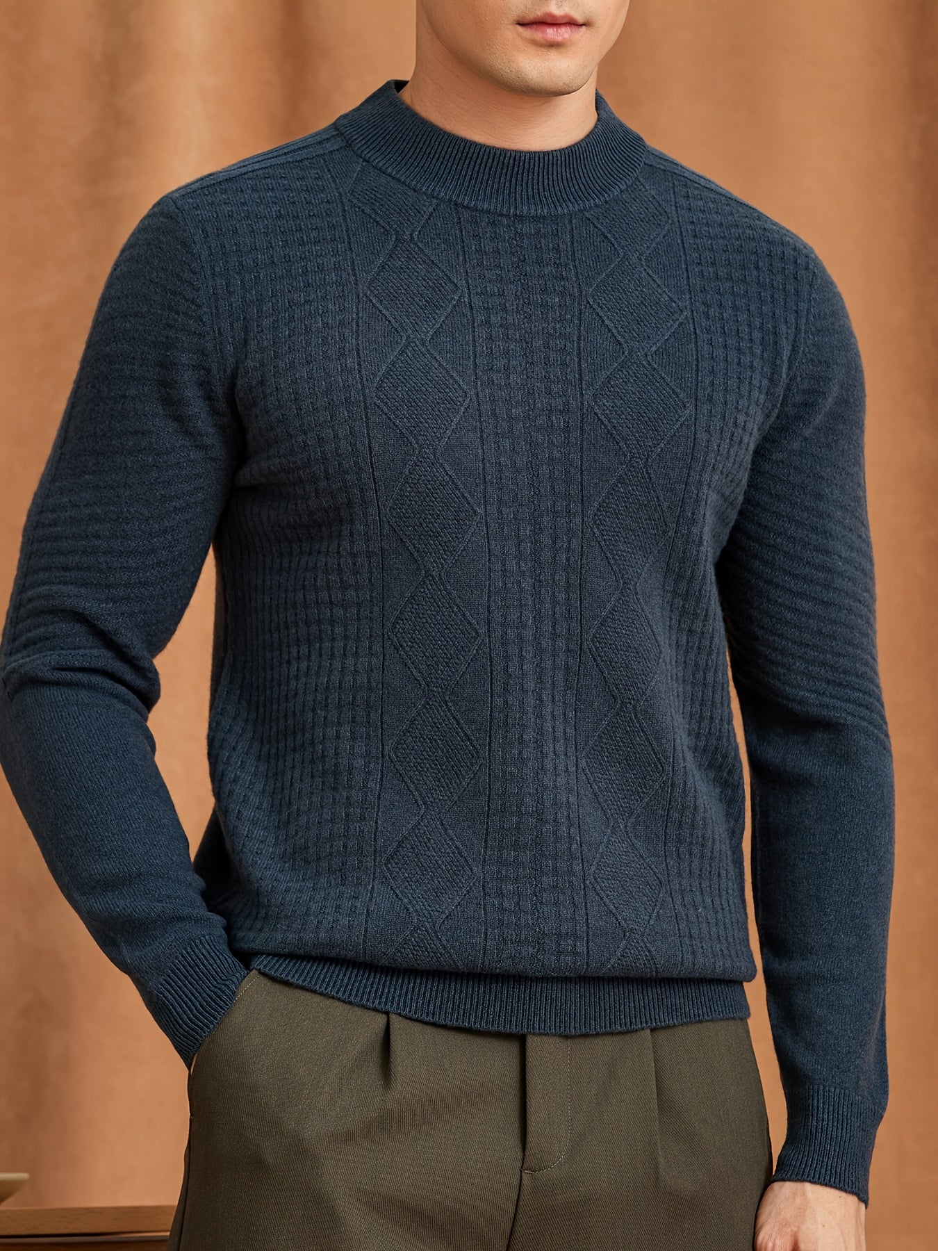 New Cross-Border Autumn And Winter Men'S Sweater Made of 100% Pure Velvet, Crafted from High-Quality Pure Velvet Fabric,
