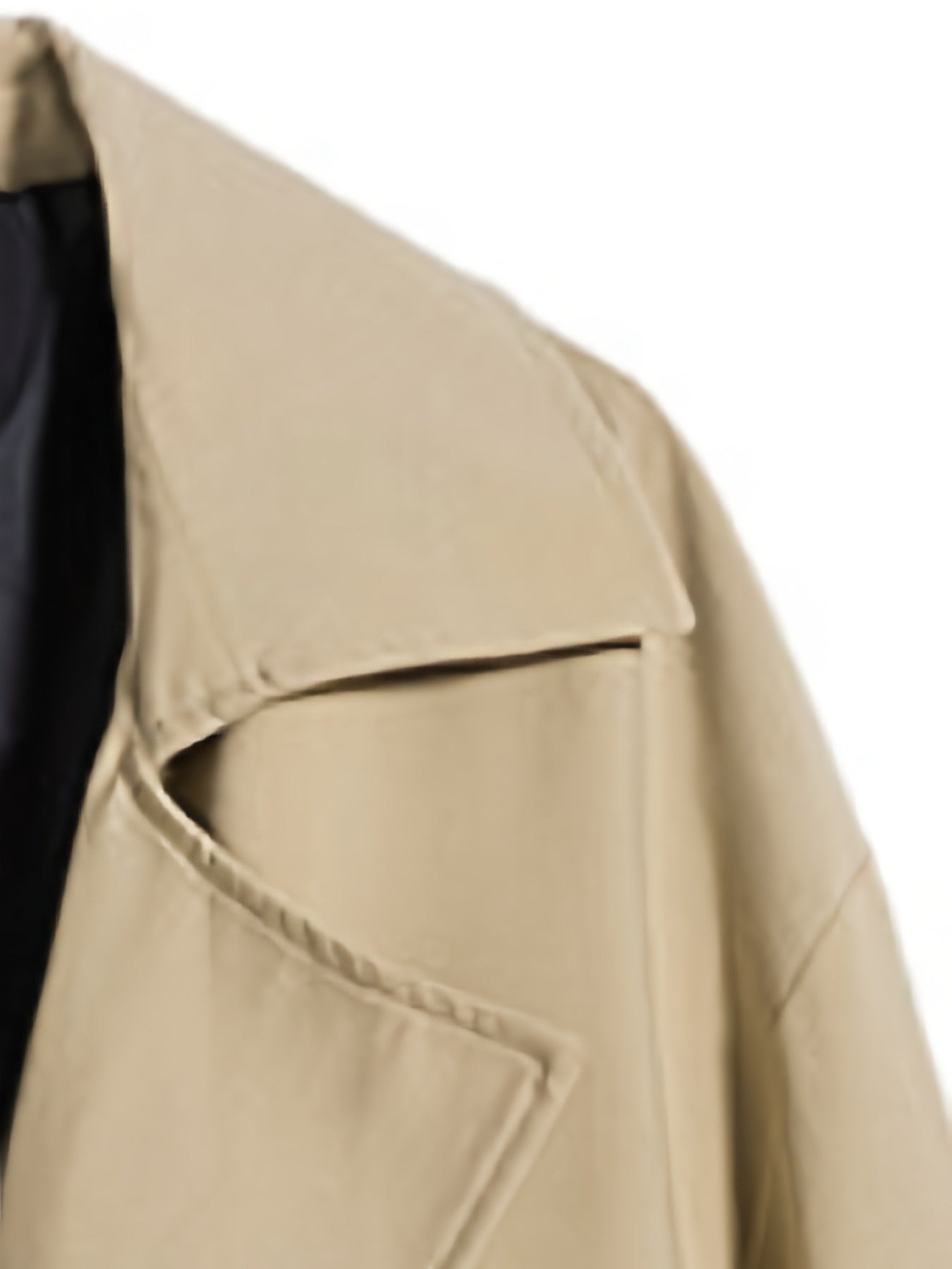 Men'S Casual Double-Breasted Trench Coat - Mid-Length Fall\u002FWinter Outerwear with Slit, Belted, Solid Black, Polyester, Single-Button Closure,