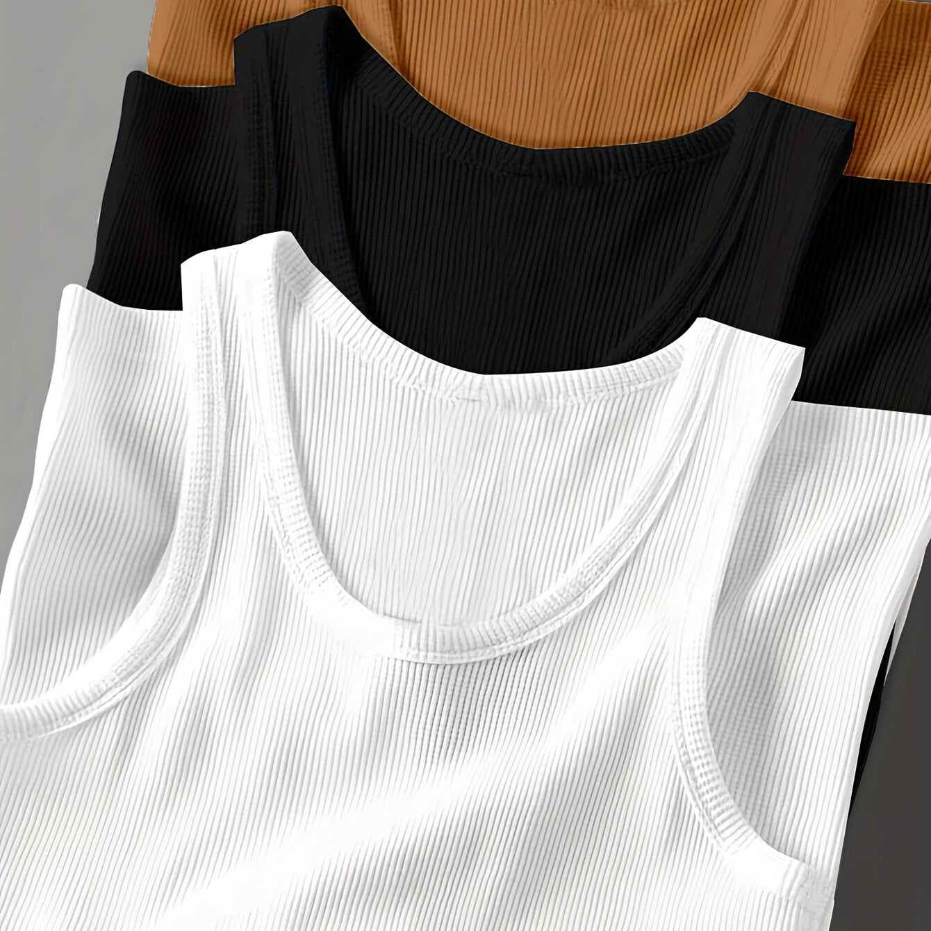 3pcs Men's Solid Color Sleeveless Tank Tops - Sporty Slim Fit, Breathable Stretch Fabric, Round Neck, Machine Washable, All-Season Casual & Athletic Wear