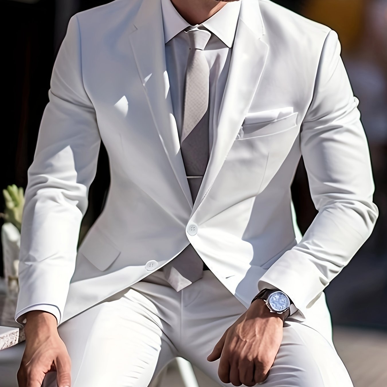 Classic Men's Single-Breasted Suit - 2pcs Set - Stylish Professional Attire for Weddings, Interviews, Parties, and Gatherings (Accessories Not Included)