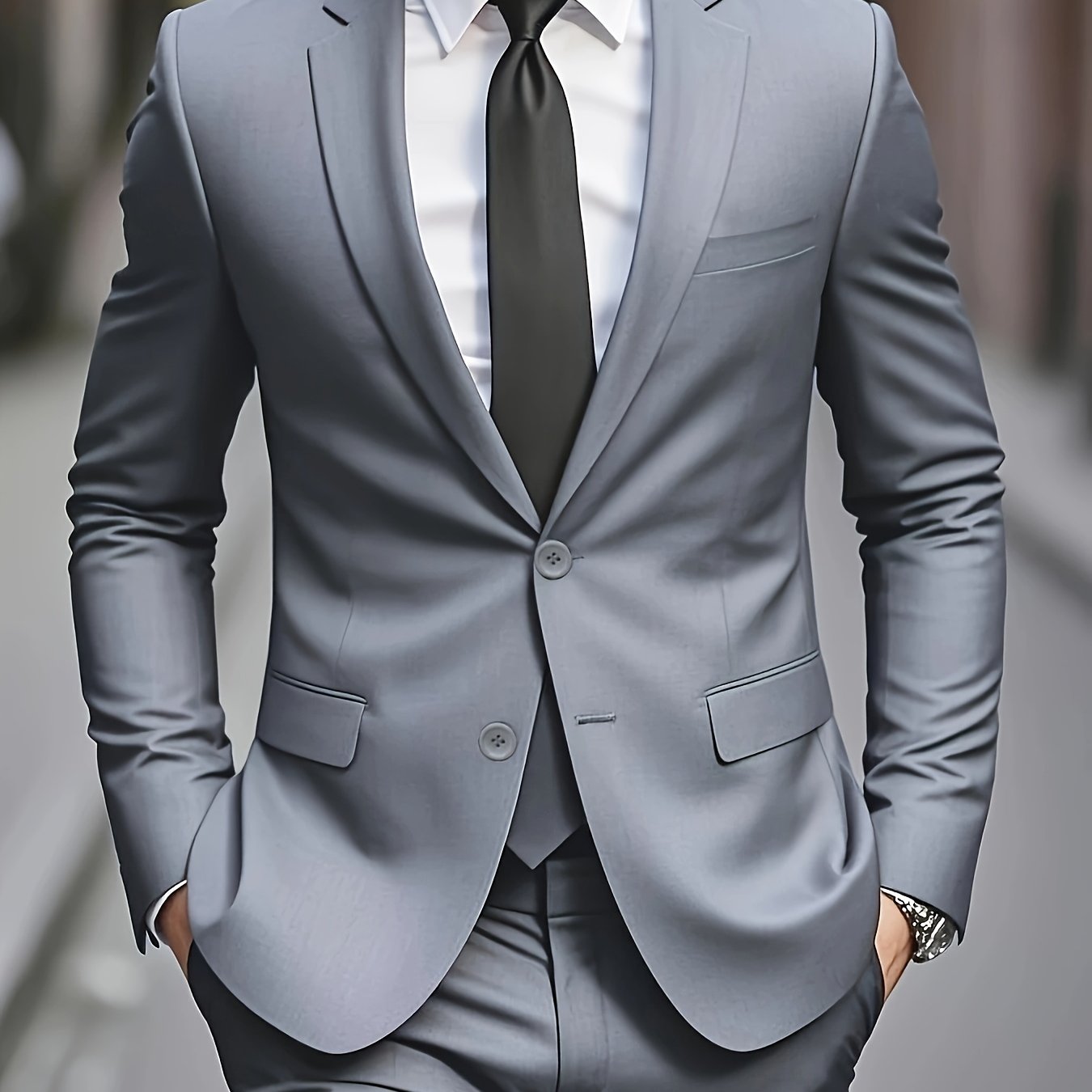 Classic Men's Single-Breasted Suit - 2pcs Set - Stylish Professional Attire for Weddings, Interviews, Parties, and Gatherings (Accessories Not Included)