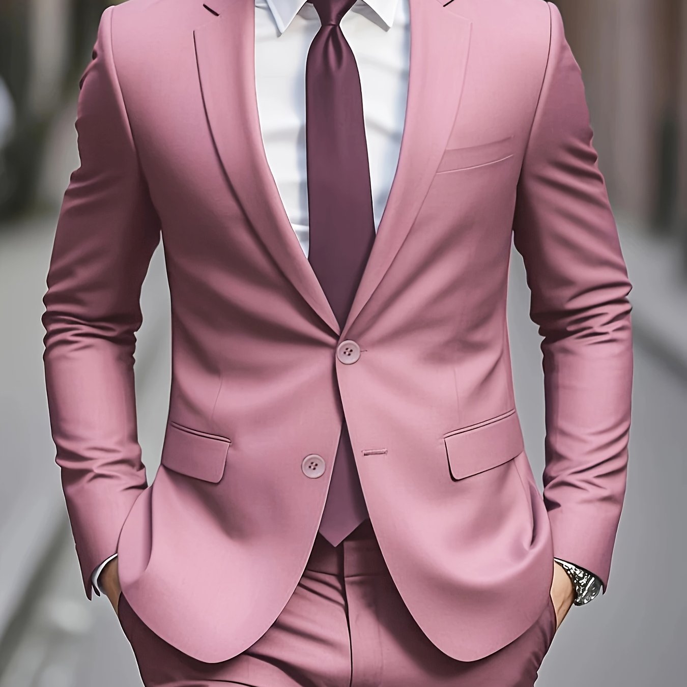 Classic Men's Single-Breasted Suit - 2pcs Set - Stylish Professional Attire for Weddings, Interviews, Parties, and Gatherings (Accessories Not Included)