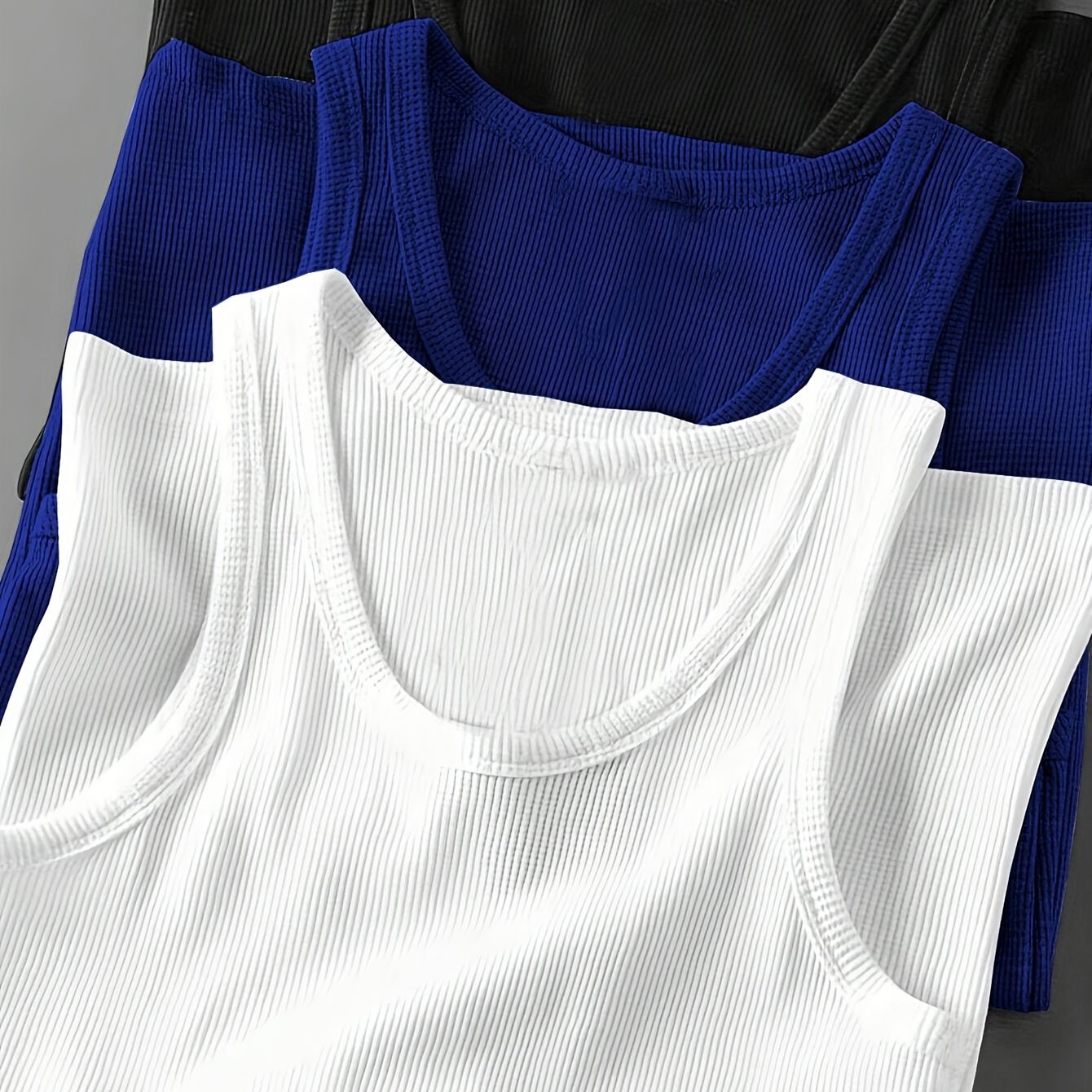 3pcs Men's Solid Color Sleeveless Tank Tops - Sporty Slim Fit, Breathable Stretch Fabric, Round Neck, Machine Washable, All-Season Casual & Athletic Wear