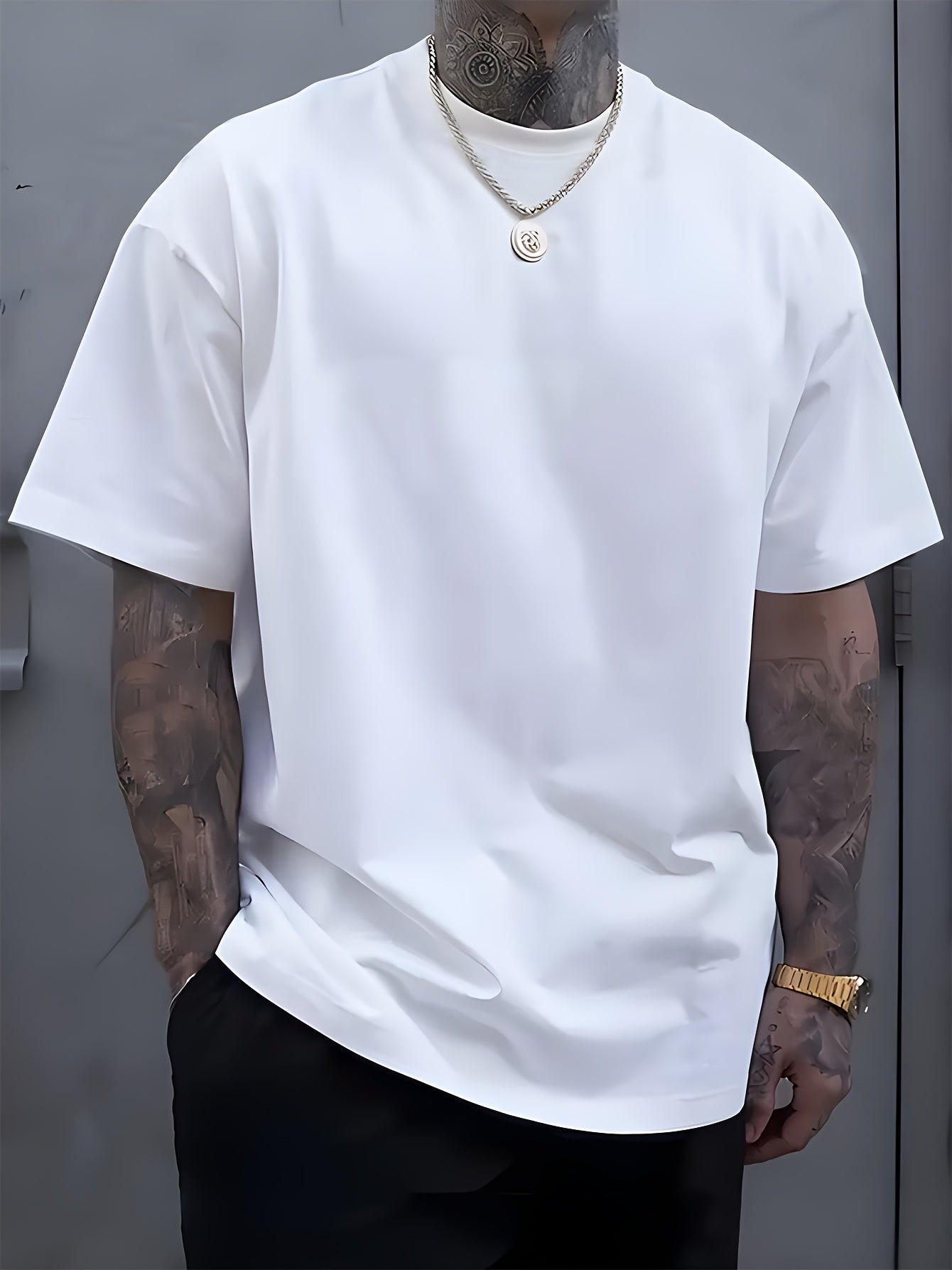 Comfy 6pcs Solid Color Short Sleeve T-shirt - Casual PLUS SIZE Tees for Summer - Mens Clothing