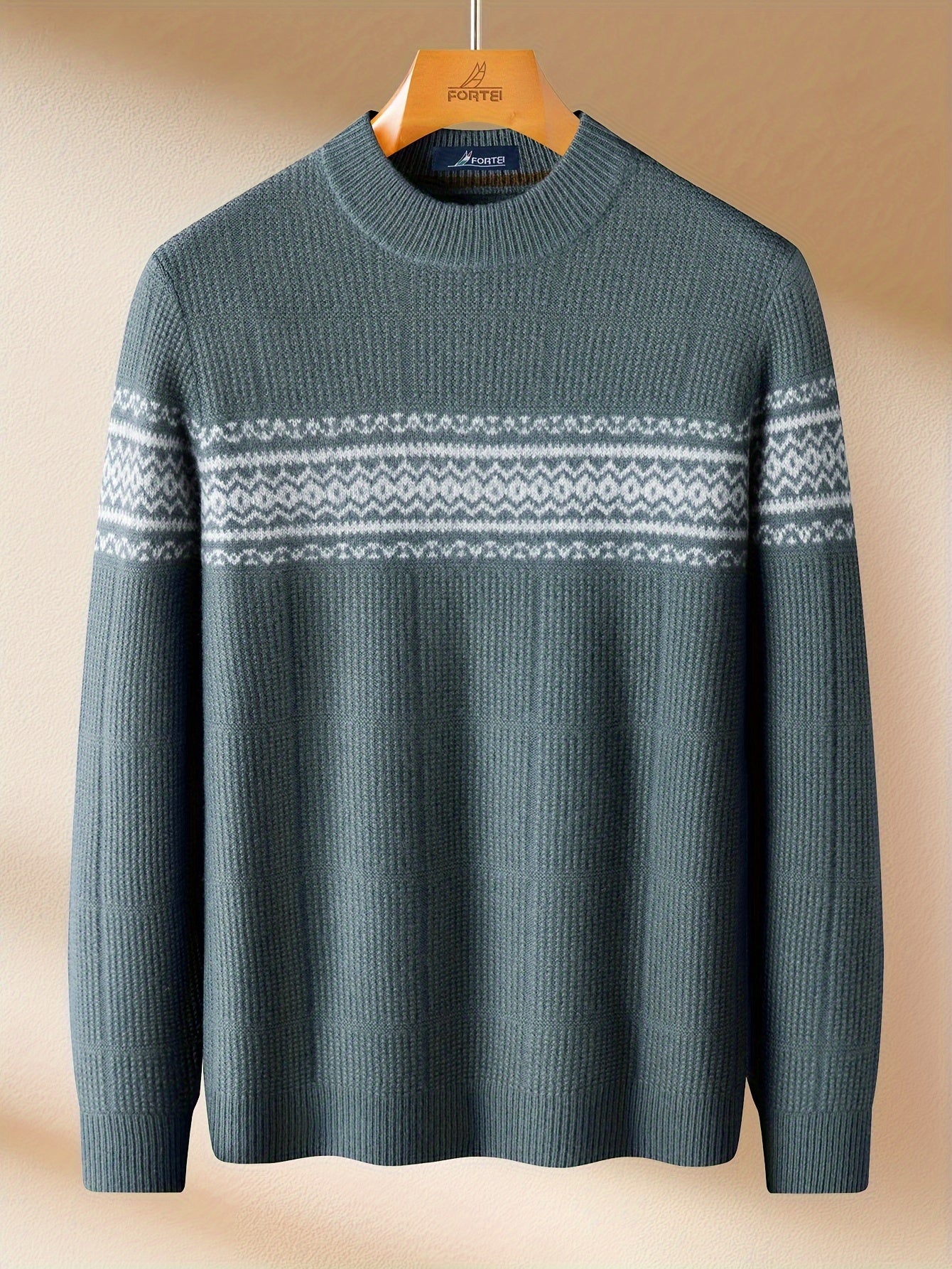 FORTEI Slight Elasticity Men'S Sweater with a Round Neck, Jacquard Design, Soft and Skin-Friendly Feel for Winter 25 F0096144098