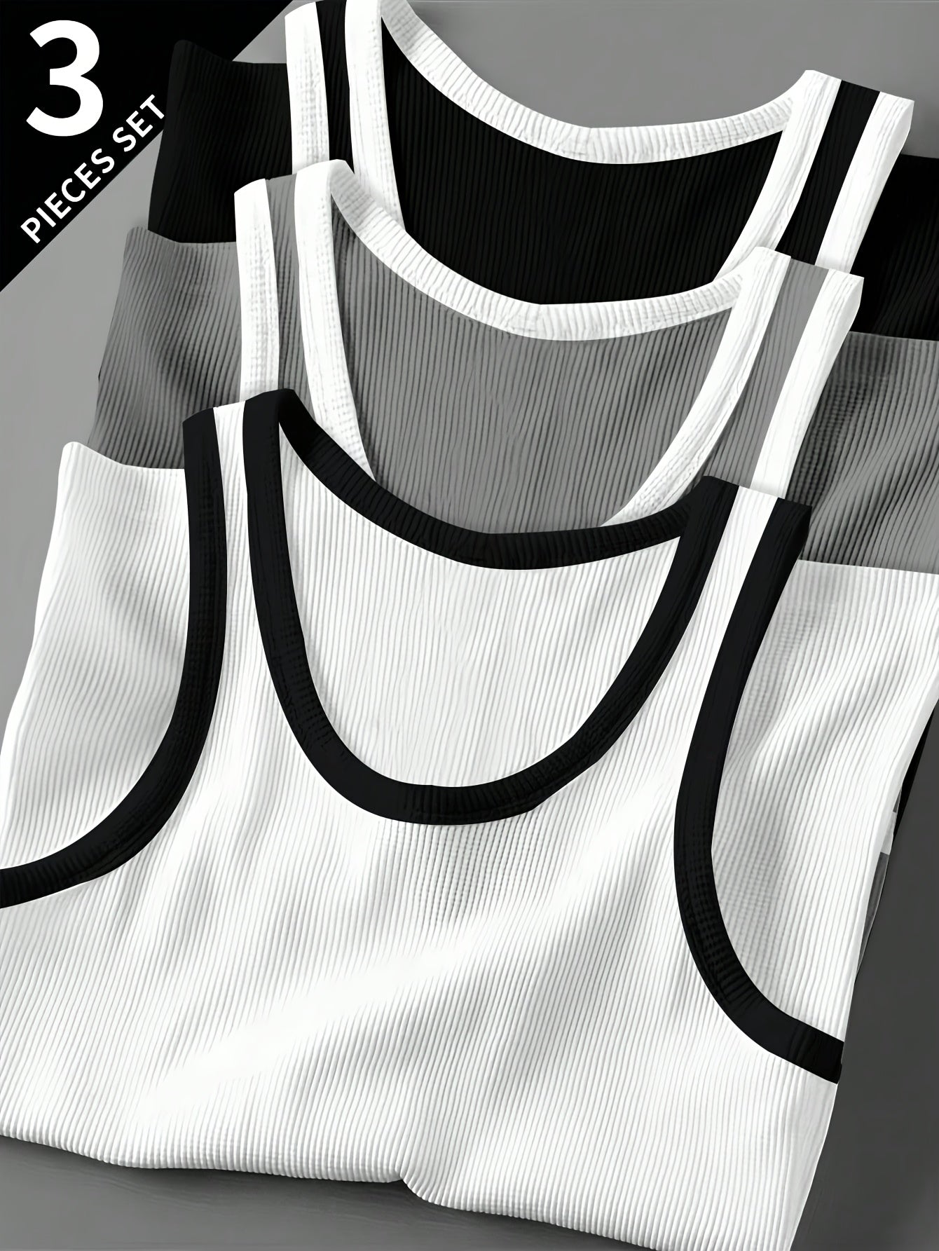 3pcs Men's Solid Color Sleeveless Tank Tops - Sporty Slim Fit, Breathable Stretch Fabric, Round Neck, Machine Washable, All-Season Casual & Athletic Wear
