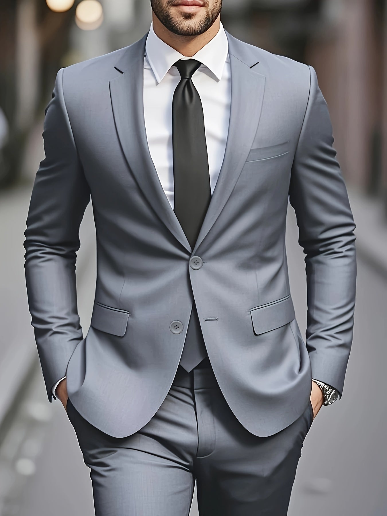 Classic Men's Single-Breasted Suit - 2pcs Set - Stylish Professional Attire for Weddings, Interviews, Parties, and Gatherings (Accessories Not Included)