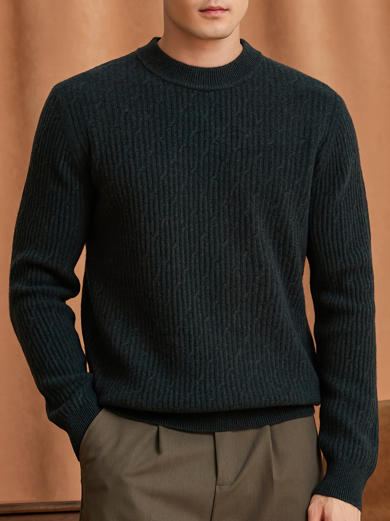 New Cross-Border Autumn And Winter Men'S Sweater Made of 100% Pure Velvet, Crafted from High-Quality Pure Velvet Fabric,
