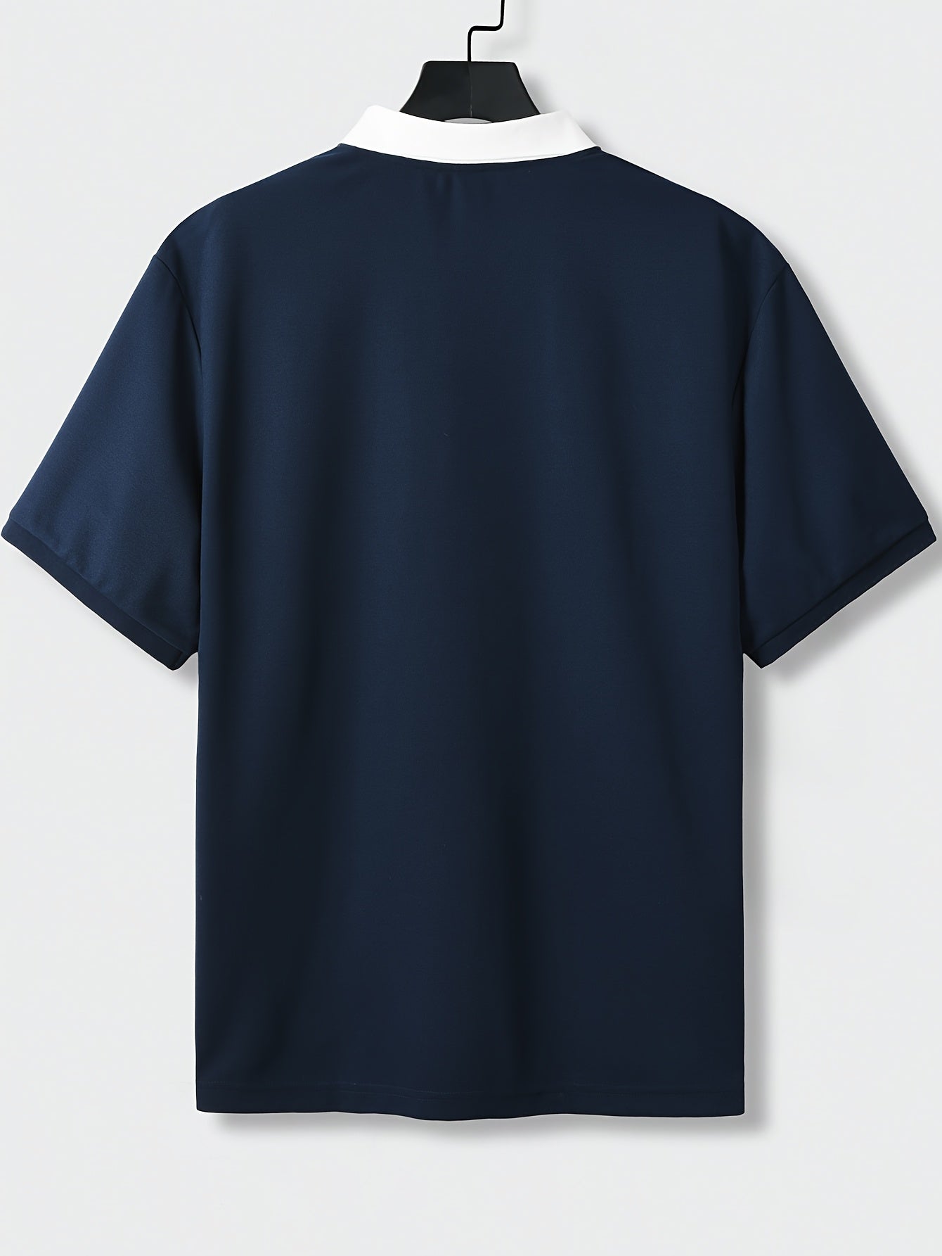 Knit Fabric, Polo Shirt Knit Fabric, All-Season Comfort | Men's Casual Loose Fit Polo Shirt - Short Sleeve, Button-Up Collar, Solid Color, Perfect for Casual Attire,