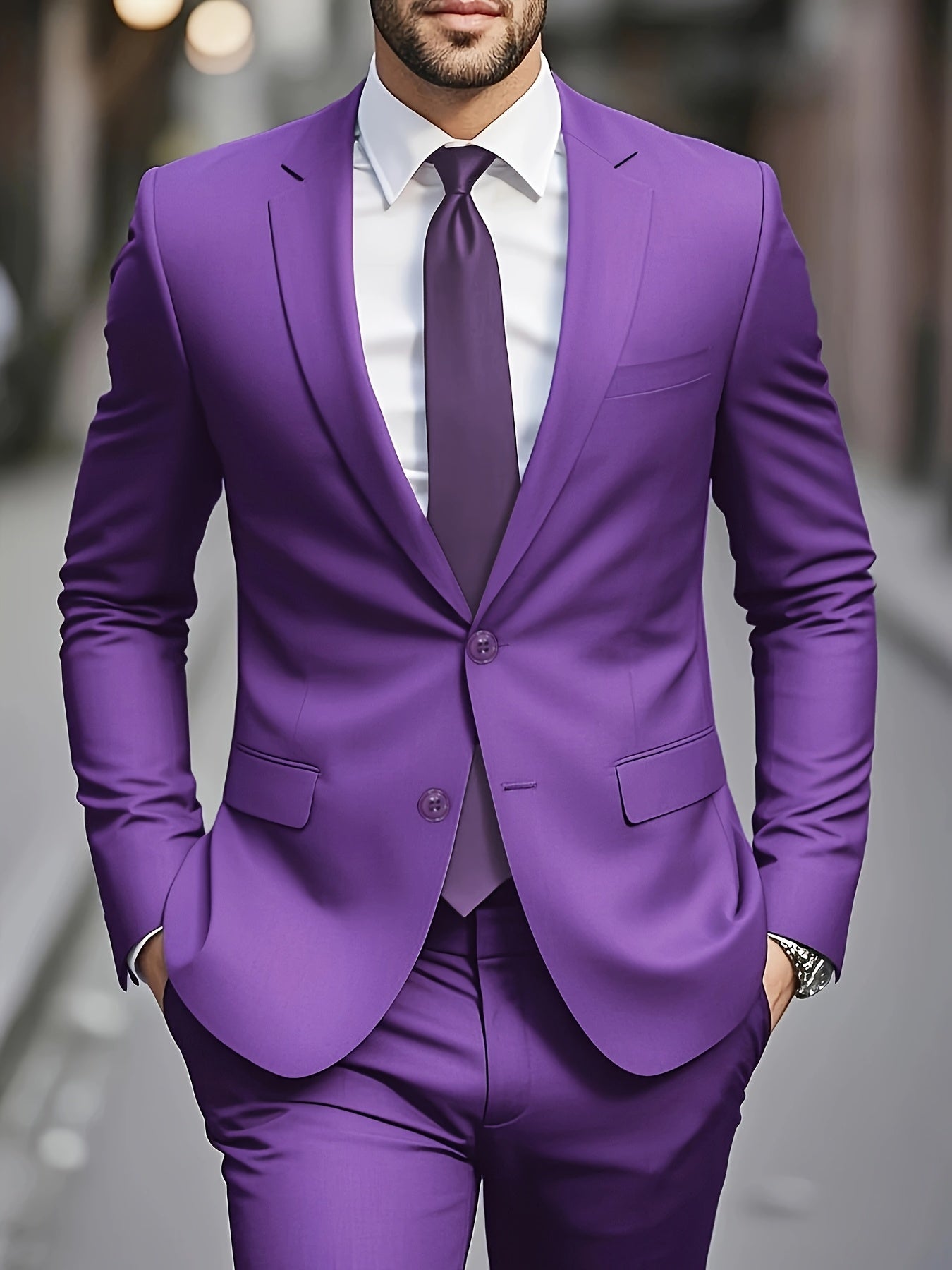 Classic Men's Single-Breasted Suit - 2pcs Set - Stylish Professional Attire for Weddings, Interviews, Parties, and Gatherings (Accessories Not Included)