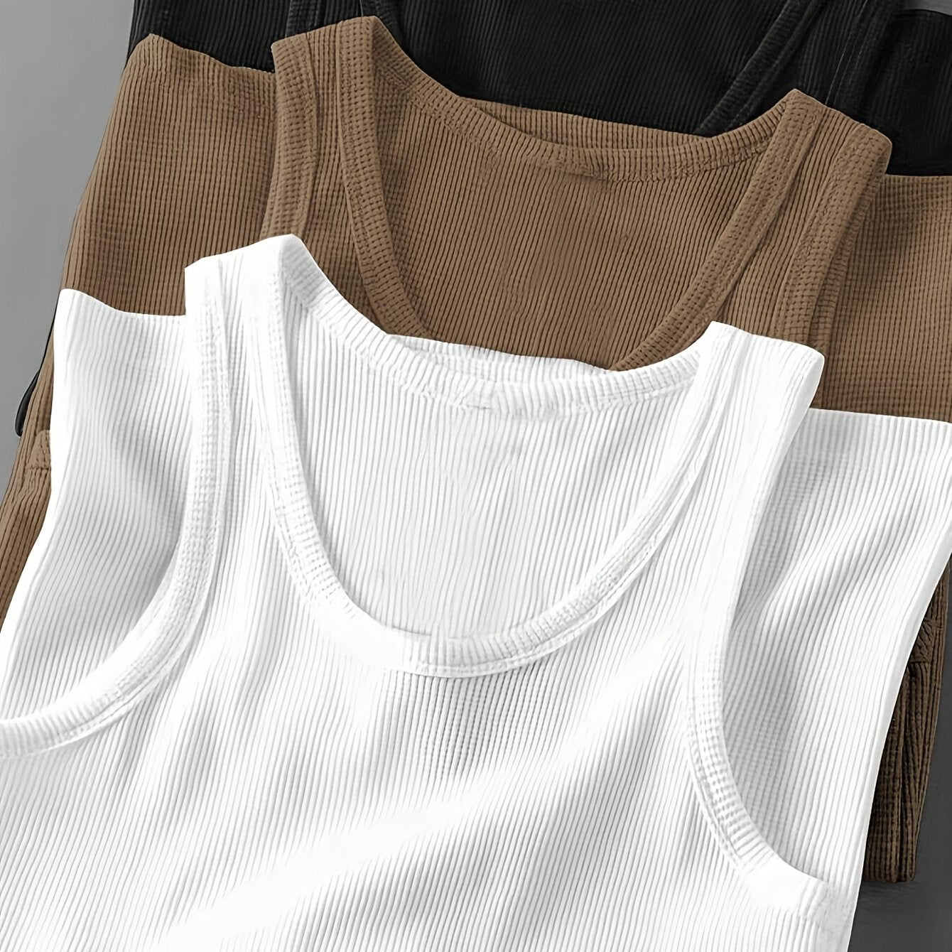 3pcs Men's Solid Color Sleeveless Tank Tops - Sporty Slim Fit, Breathable Stretch Fabric, Round Neck, Machine Washable, All-Season Casual & Athletic Wear