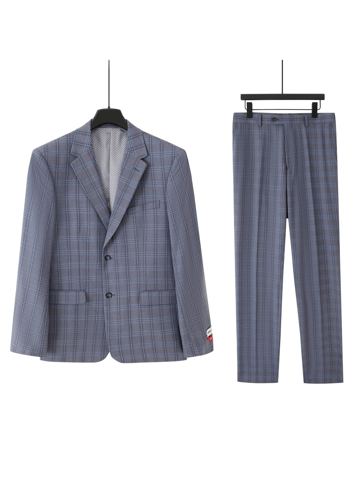Remium 2-Piece Men's Slim Fit Suit Set, Notch Lapel 2-Button Jacket & Trousers, Double Vents for Weddings & Business Events