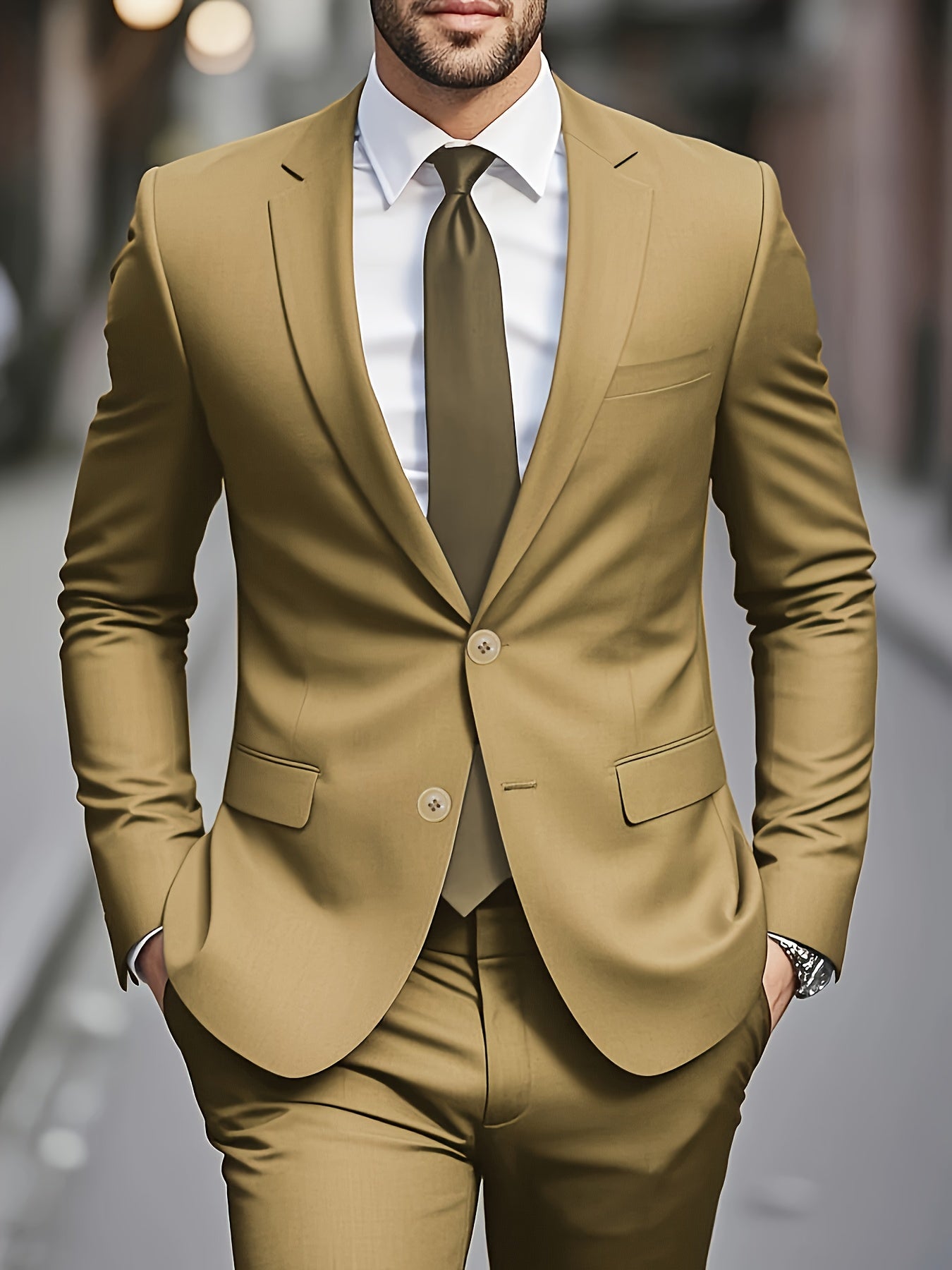Classic Men's Single-Breasted Suit - 2pcs Set - Stylish Professional Attire for Weddings, Interviews, Parties, and Gatherings (Accessories Not Included)