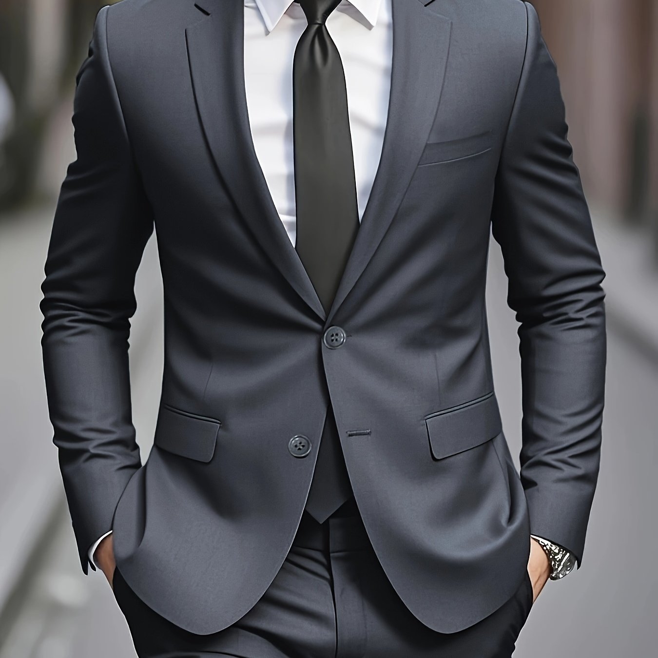 Classic Men's Single-Breasted Suit - 2pcs Set - Stylish Professional Attire for Weddings, Interviews, Parties, and Gatherings (Accessories Not Included)