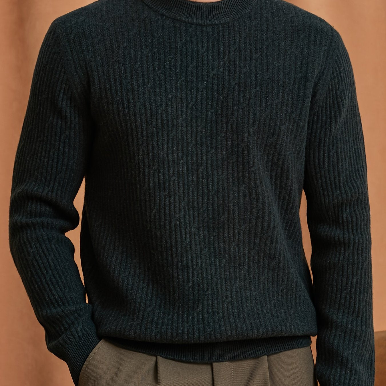 New Cross-Border Autumn And Winter Men'S Sweater Made of 100% Pure Velvet, Crafted from High-Quality Pure Velvet Fabric,
