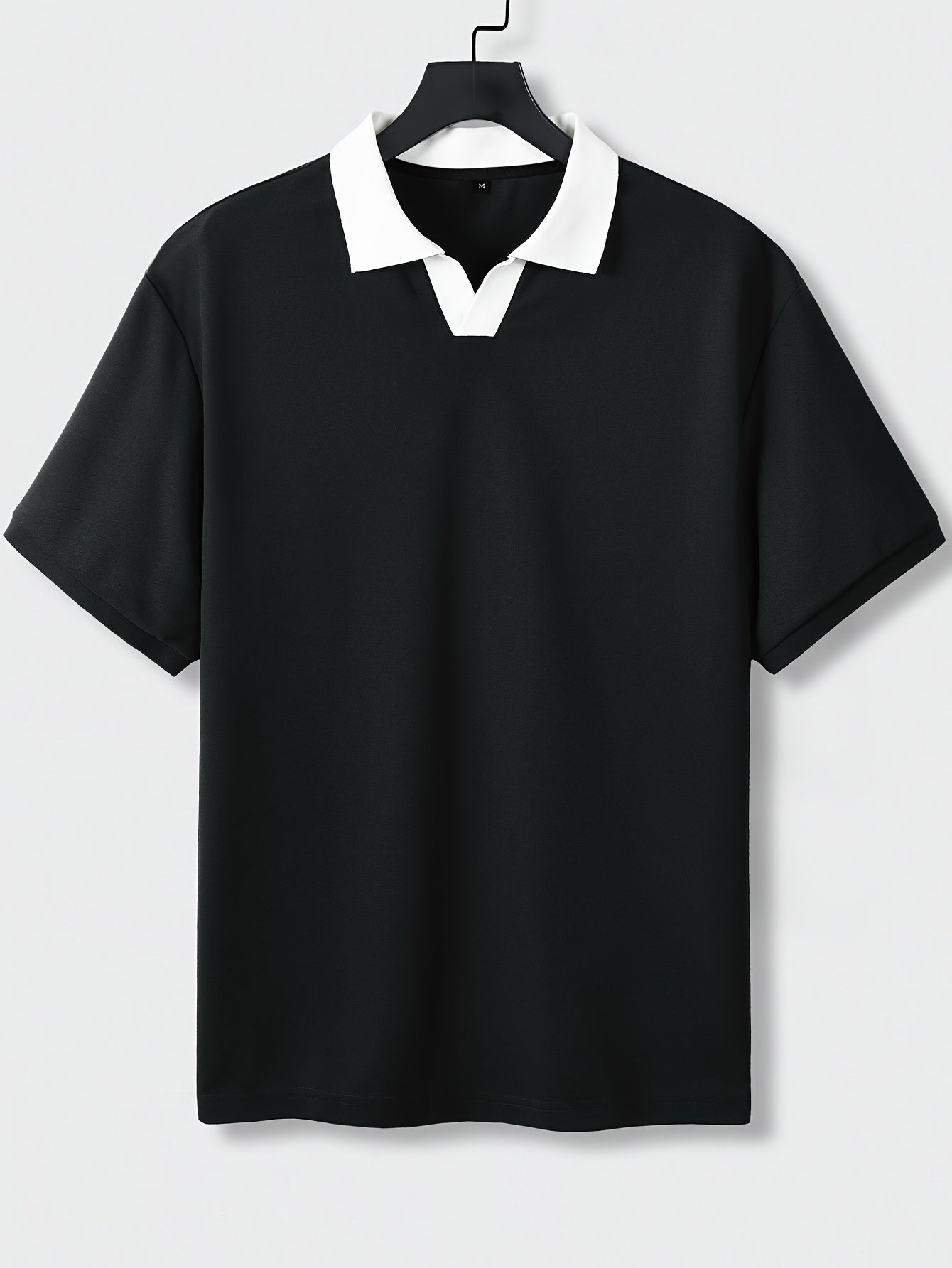 Knit Fabric, Polo Shirt Knit Fabric, All-Season Comfort | Men's Casual Loose Fit Polo Shirt - Short Sleeve, Button-Up Collar, Solid Color, Perfect for Casual Attire,