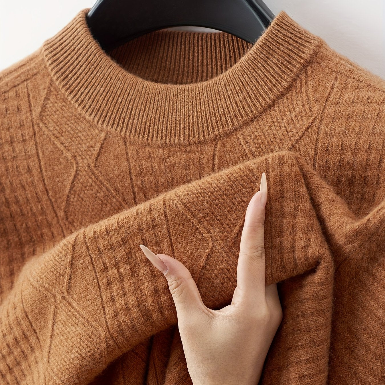 New Cross-Border Autumn And Winter Men'S Sweater Made of 100% Pure Velvet, Crafted from High-Quality Pure Velvet Fabric,