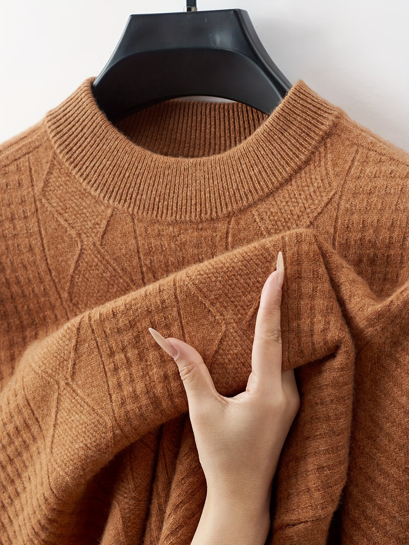New Cross-Border Autumn And Winter Men'S Sweater Made of 100% Pure Velvet, Crafted from High-Quality Pure Velvet Fabric,