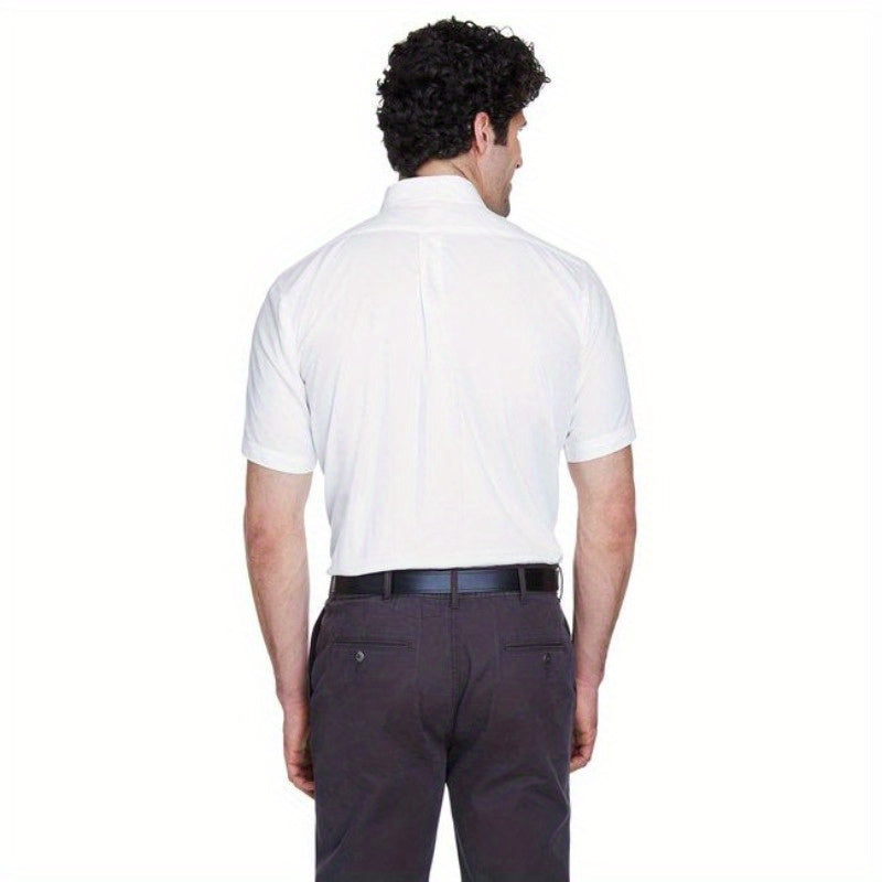 CORE365 88194 Men's Optimum Short Sleeve Twill Shirt - Breathable Resin & Artificial Crystal Embellished Fabric, Classic Fit with Structured Shoulders,