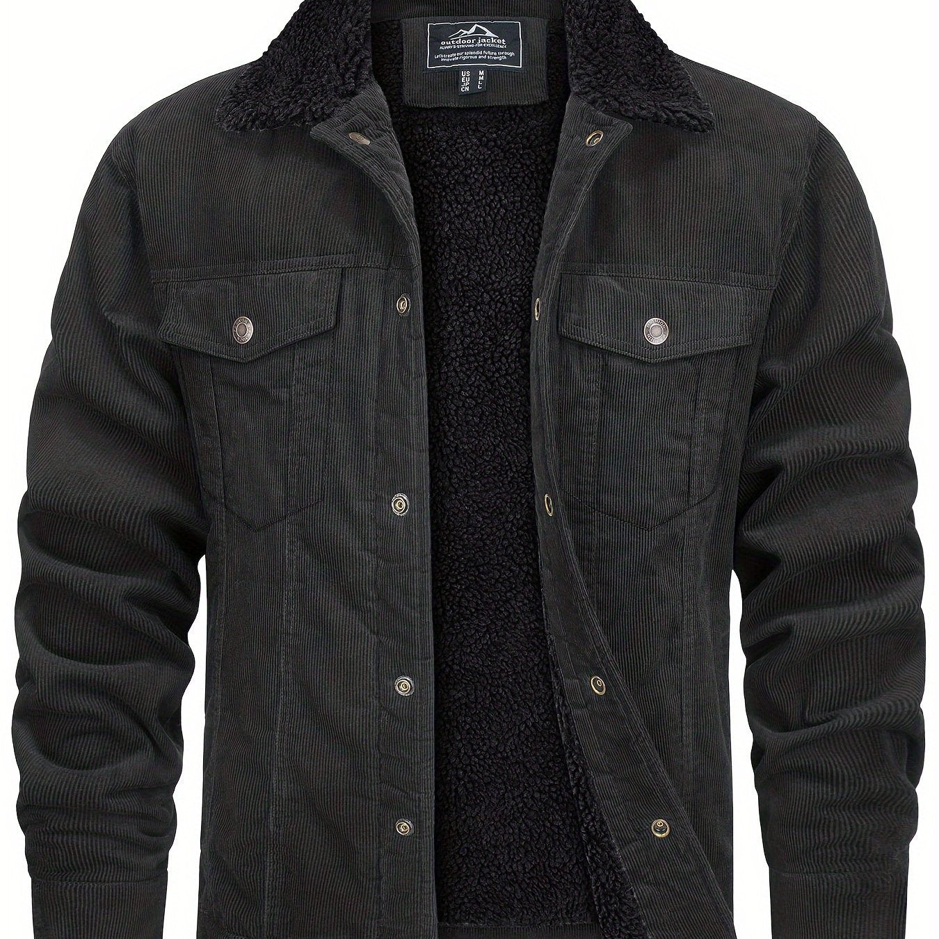 Men's Winter Fleece Jacket with Thick, Comfortable and Stiff Fabric, Warm Inner Lining, Multi-Pocket, Adjustable Cuff Collar,
