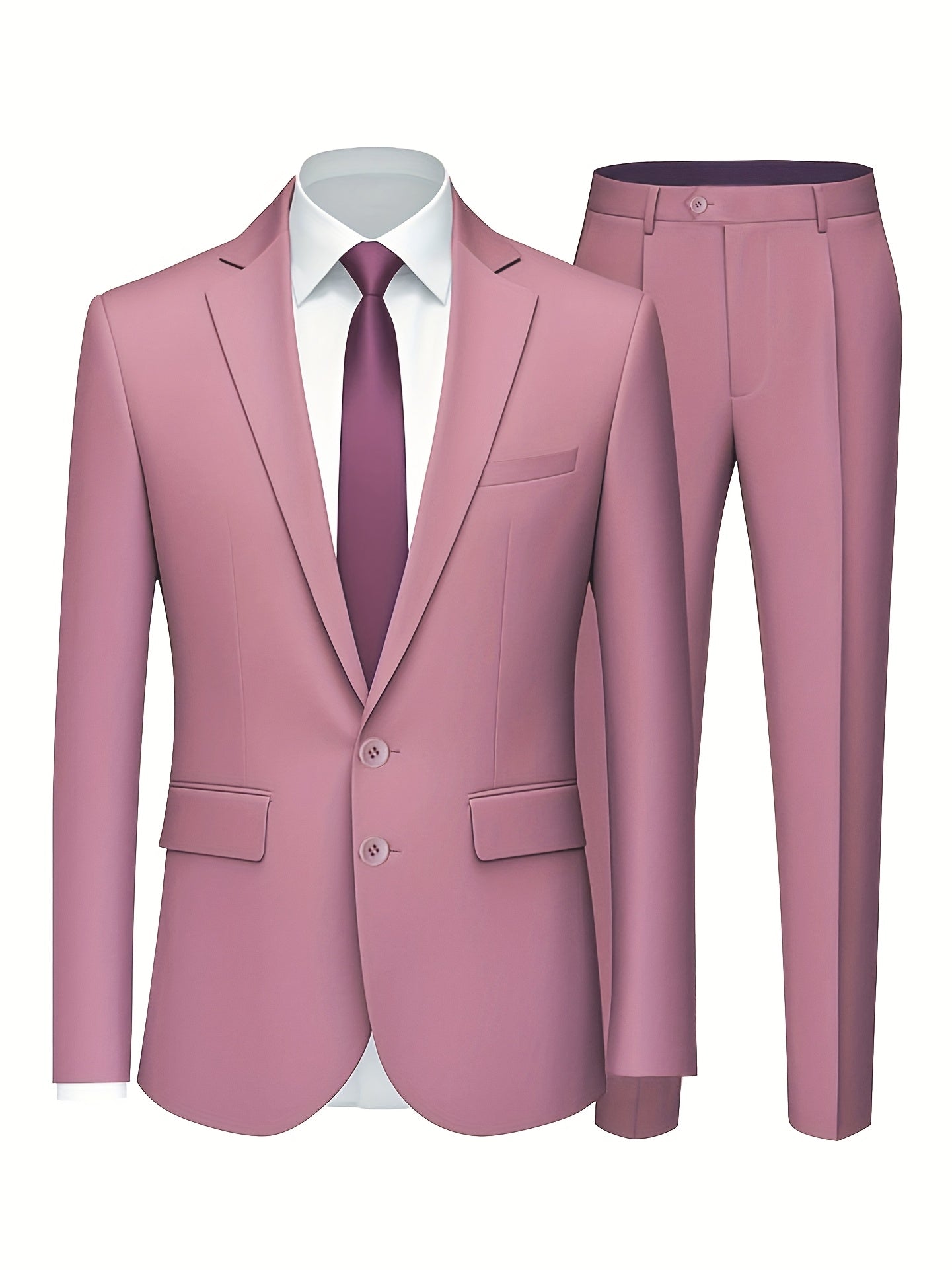 Classic Men's Single-Breasted Suit - 2pcs Set - Stylish Professional Attire for Weddings, Interviews, Parties, and Gatherings (Accessories Not Included)