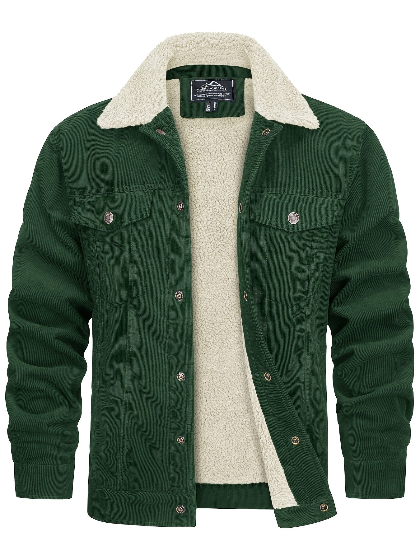 Men's Winter Fleece Jacket with Thick, Comfortable and Stiff Fabric, Warm Inner Lining, Multi-Pocket, Adjustable Cuff Collar,