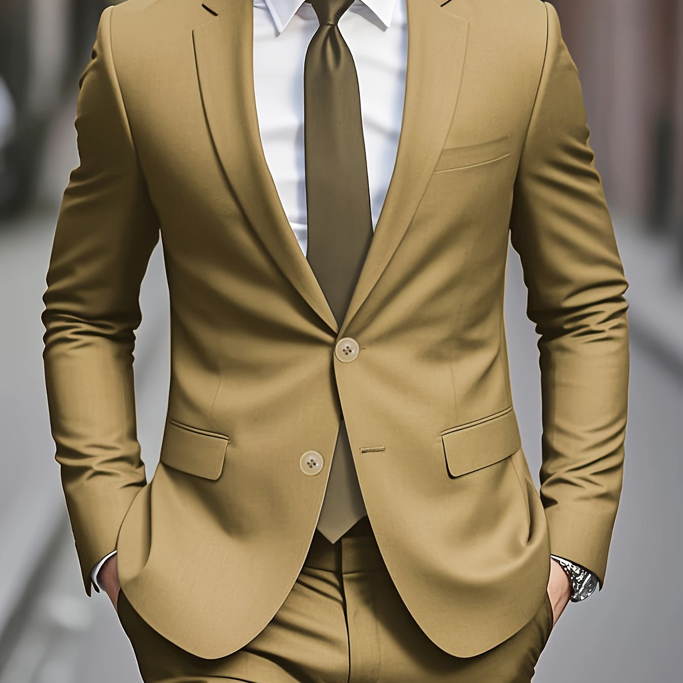 Classic Men's Single-Breasted Suit - 2pcs Set - Stylish Professional Attire for Weddings, Interviews, Parties, and Gatherings (Accessories Not Included)