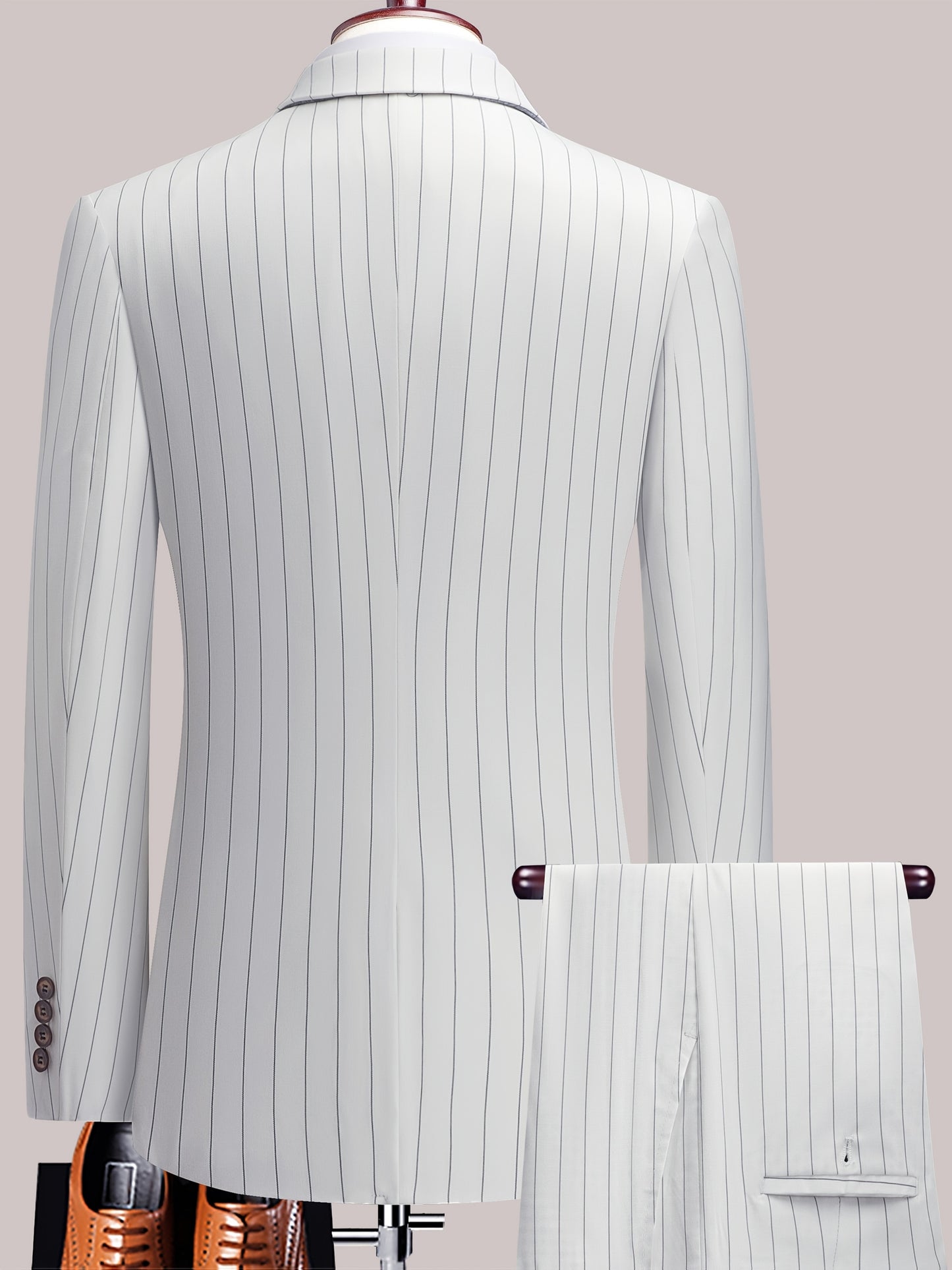 Men'S Striped Suit Set for Business Casual And Formal Events, Featuring a Lightweight Design Suitable for Spring And Autumn. The Two-Piece Suit Is Durable,