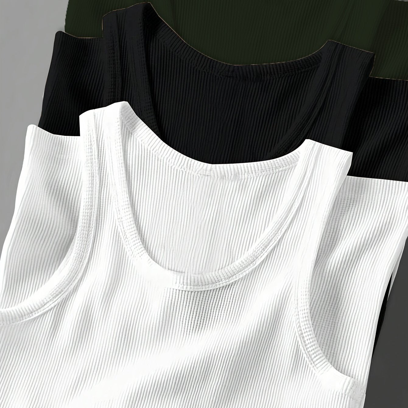 3pcs Men's Solid Color Sleeveless Tank Tops - Sporty Slim Fit, Breathable Stretch Fabric, Round Neck, Machine Washable, All-Season Casual & Athletic Wear