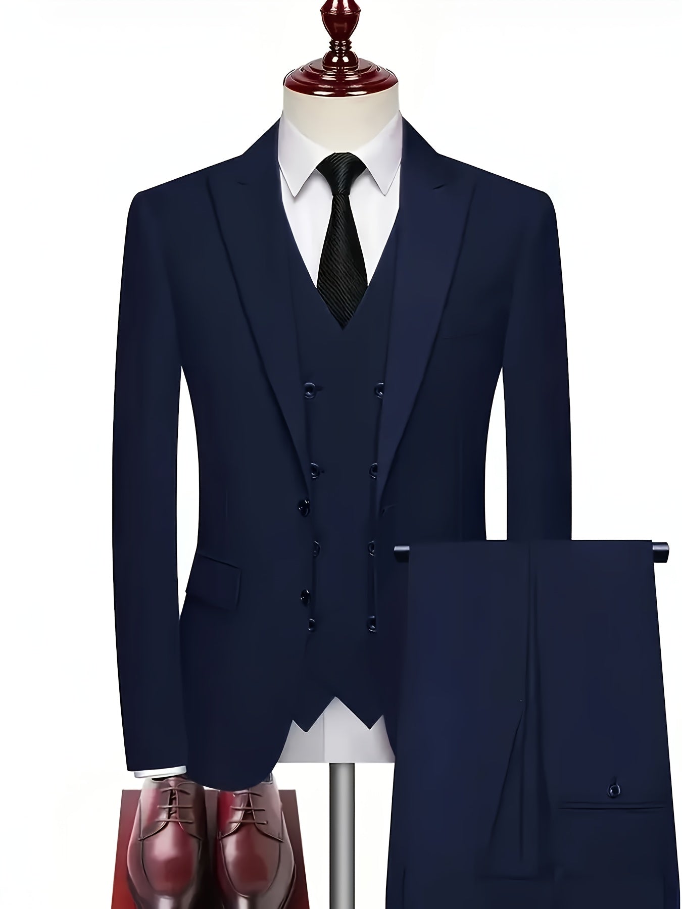 Men's Three-Piece Suit with Vest, Trousers, and Jacket for Weddings and Important Occasions
