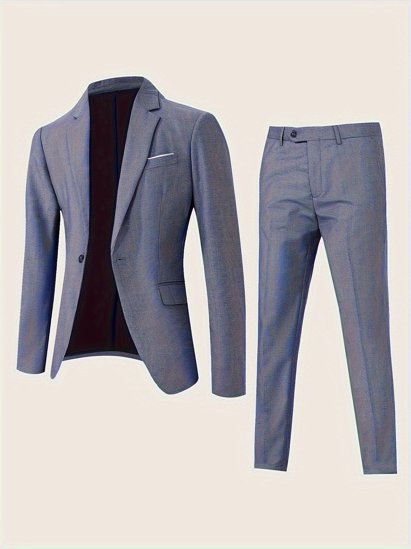Formal Suit Set Professional Men's Formal Suit Two-Piece Set | Single Button Blazer and Pants for Interviews, Business, and Casual Parties
