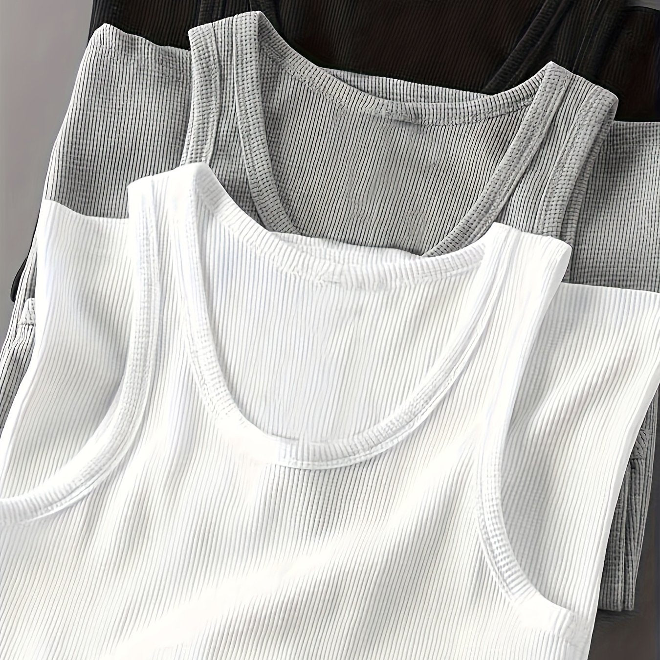 3pcs Men's Solid Color Sleeveless Tank Tops - Sporty Slim Fit, Breathable Stretch Fabric, Round Neck, Machine Washable, All-Season Casual & Athletic Wear