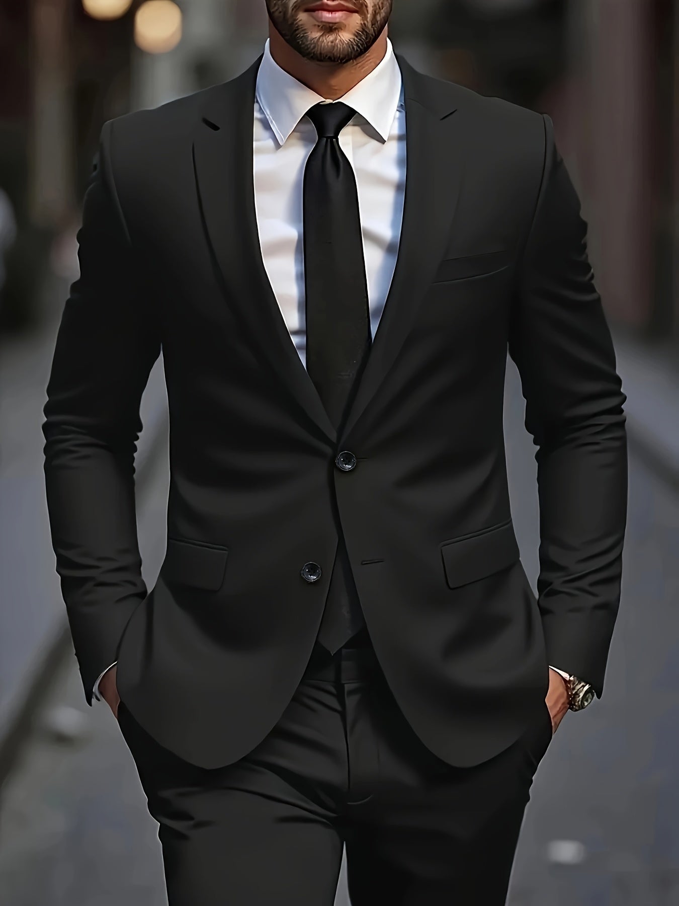 Classic Men's Single-Breasted Suit - 2pcs Set - Stylish Professional Attire for Weddings, Interviews, Parties, and Gatherings (Accessories Not Included)