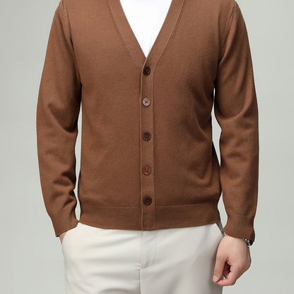 Men'S Classic Button-Up Cardigan - Soft Viscose Blend, Warm Long Sleeve Open Front Sweater for Fall\u002FWinter, Solid Color Elegant Versatile Top for Business,