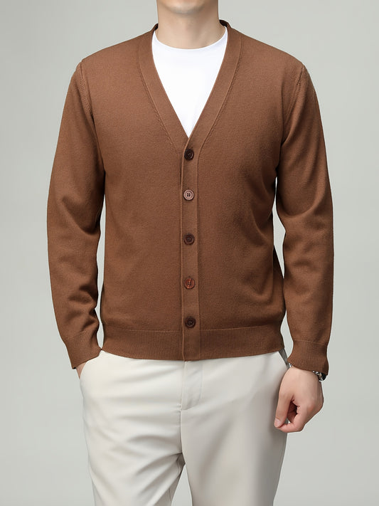 Men'S Classic Button-Up Cardigan - Soft Viscose Blend, Warm Long Sleeve Open Front Sweater for Fall\u002FWinter, Solid Color Elegant Versatile Top for Business,