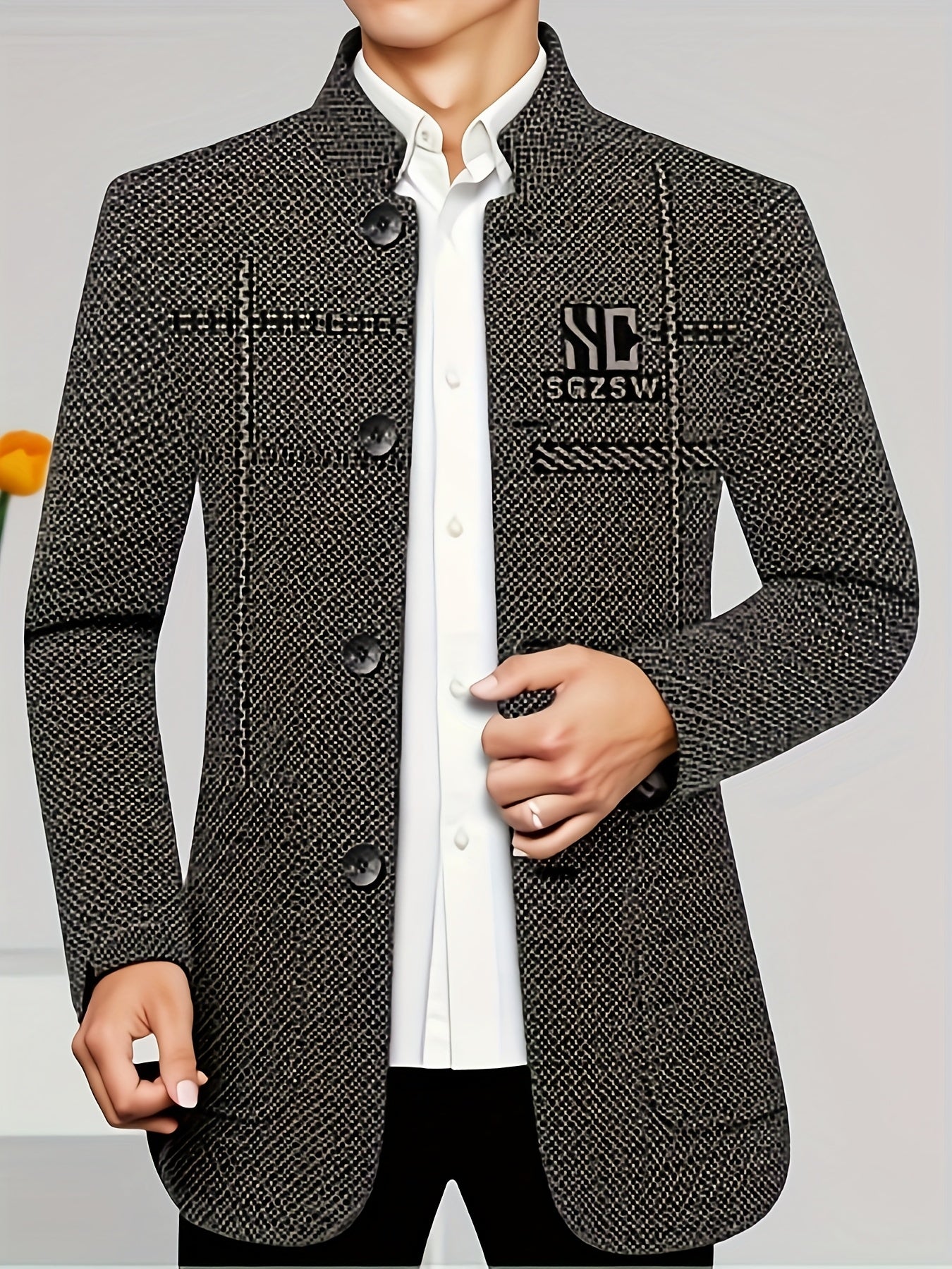Men'S Premium Dad Suit Jacket - Stylish Two-Button Design, Long Sleeve, Regular Fit, Perfect for Spring & Fall Business Casual Wear, Casual Attire Jacket|Modern Dad Suit|Single Breasted Jacket