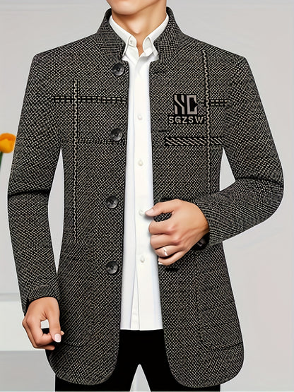 Men'S Premium Dad Suit Jacket - Stylish Two-Button Design, Long Sleeve, Regular Fit, Perfect for Spring & Fall Business Casual Wear, Casual Attire Jacket|Modern Dad Suit|Single Breasted Jacket