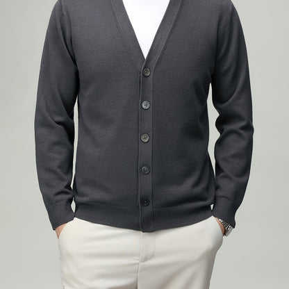 Men'S Classic Button-Up Cardigan - Soft Viscose Blend, Warm Long Sleeve Open Front Sweater for Fall\u002FWinter, Solid Color Elegant Versatile Top for Business,