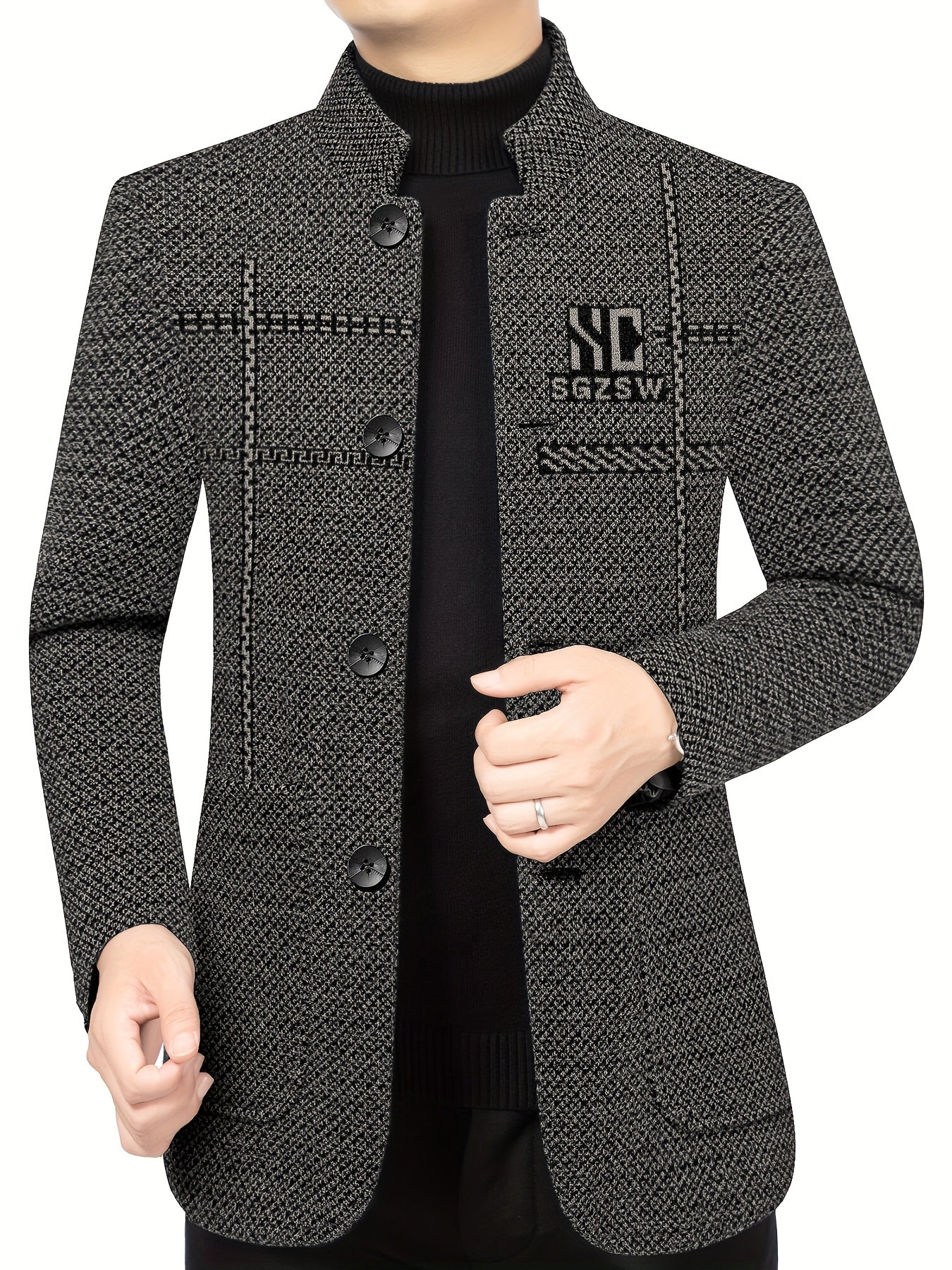 Men'S Premium Dad Suit Jacket - Stylish Two-Button Design, Long Sleeve, Regular Fit, Perfect for Spring & Fall Business Casual Wear, Casual Attire Jacket|Modern Dad Suit|Single Breasted Jacket