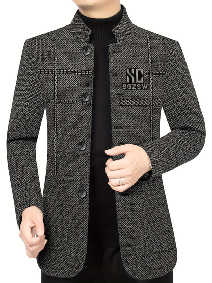 Men'S Premium Dad Suit Jacket - Stylish Two-Button Design, Long Sleeve, Regular Fit, Perfect for Spring & Fall Business Casual Wear, Casual Attire Jacket|Modern Dad Suit|Single Breasted Jacket