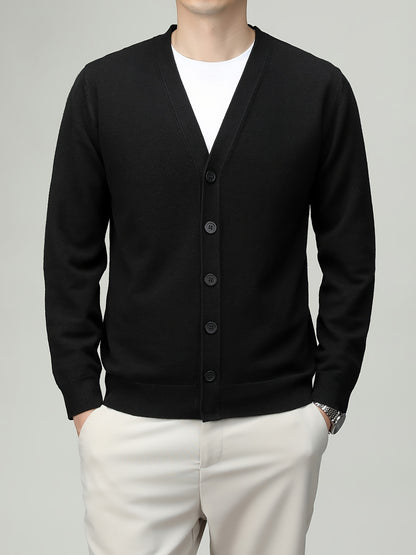 Men'S Classic Button-Up Cardigan - Soft Viscose Blend, Warm Long Sleeve Open Front Sweater for Fall\u002FWinter, Solid Color Elegant Versatile Top for Business,