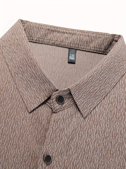 Men's Breathable Long Sleeve Button-Up Shirt - Casual Business Style, Solid Brown, Lightweight Fabric for Spring\u002FFall, Perfect for Office or Leisure Outings,