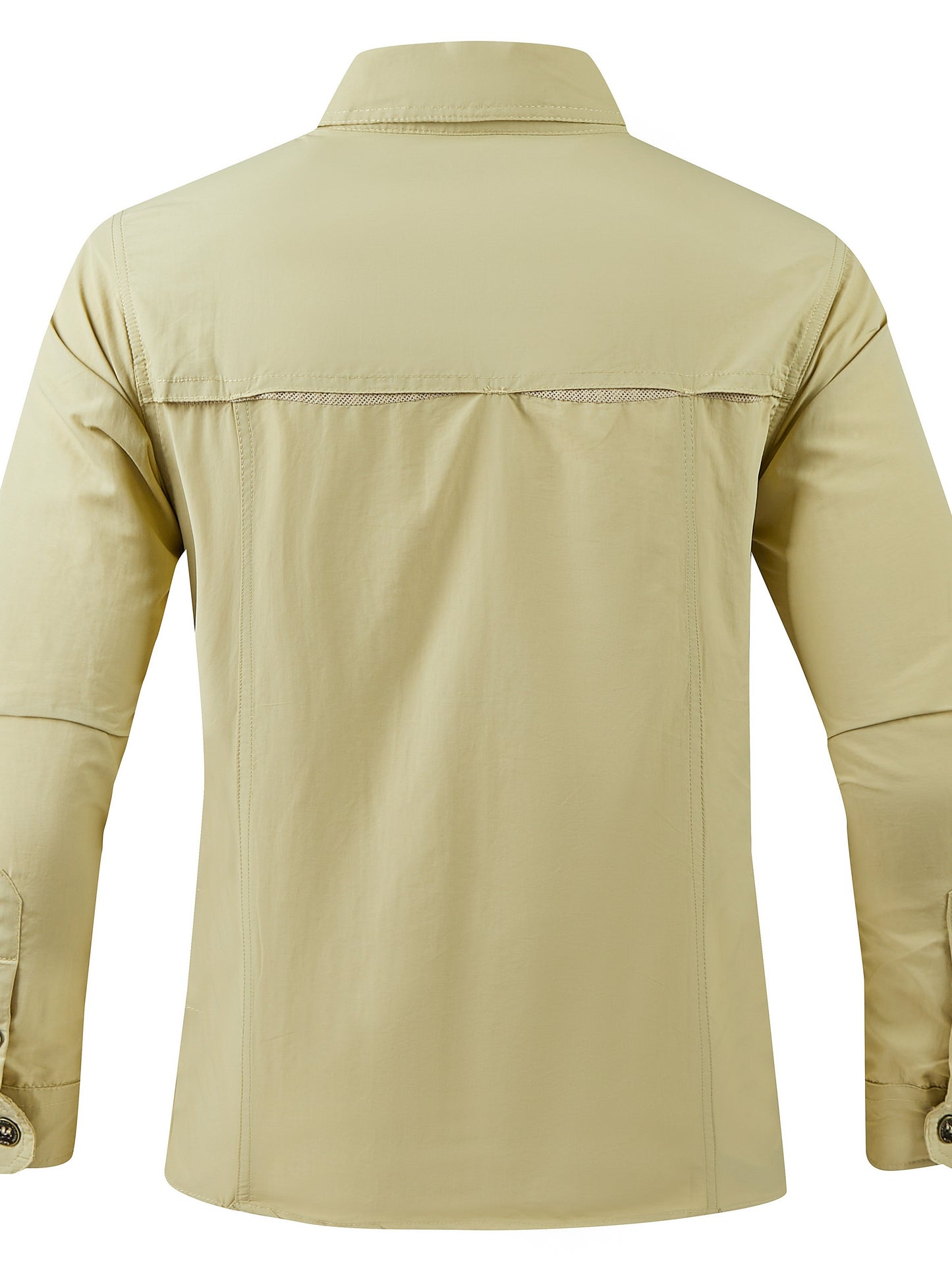 Mens Quick Dry Shirt Men's Quick-Dry Shirt - Beige Button-Up Formal & casual shirt with Button Front Placket, Long Sleeve Non-Sticky Fabric for Office, Outdoor,