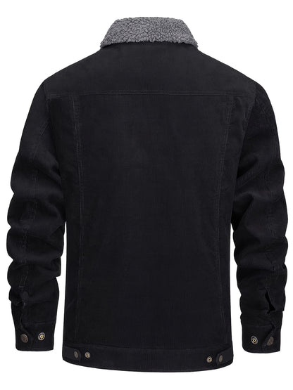 Men's Winter Fleece Jacket with Thick, Comfortable and Stiff Fabric, Warm Inner Lining, Multi-Pocket, Adjustable Cuff Collar,