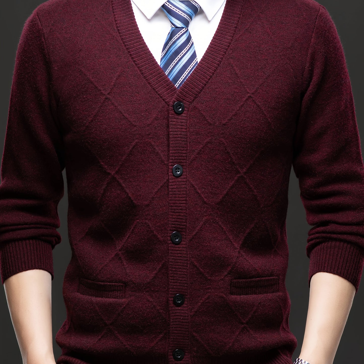Men's Fleece-Lined Cardigan Fleece-Lined Knit Cardigan for Men | Thickened Casual V-Neck Top | Autumn and Winter