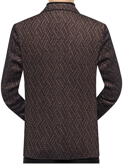 Men'S Formal Blazer - Business Suit Jacket with Notched Lapel, Brown\u002FBlack Color Block, Structured Fit for Office, Wedding,