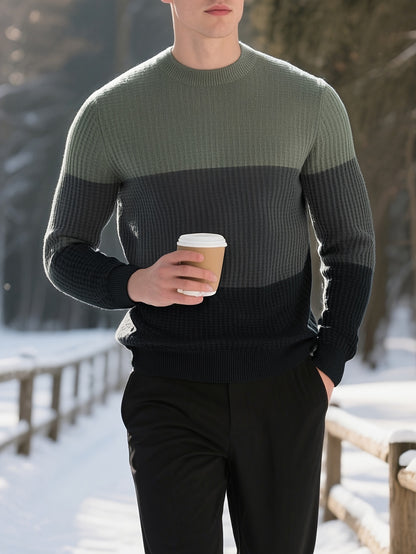 Men'S Sweater - Classic Pullover Sweater for Fall\u002FWinter, Soft Knit Long Sleeve Sweater in Dark Blue\u002FBlack\u002FGray\u002F