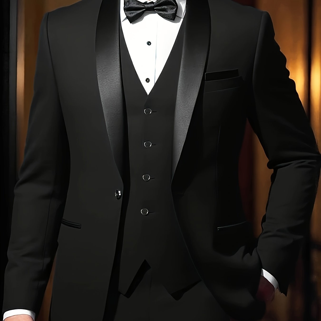Three-Piece Formal Suit Set Men's Three-Piece Suit Set - Large Size Formal Attire with Notch Lapel, Includes Trousers & Vest for Weddings, Work & Festive Gifts