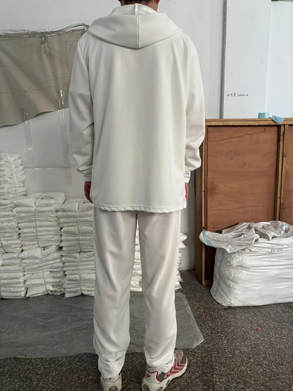 Comfortable Waffle Knit Set Men's Comfortable Two-Piece Waffle Knit Set | Hooded Button-Up Cardigan and Drawstring Sweatpants